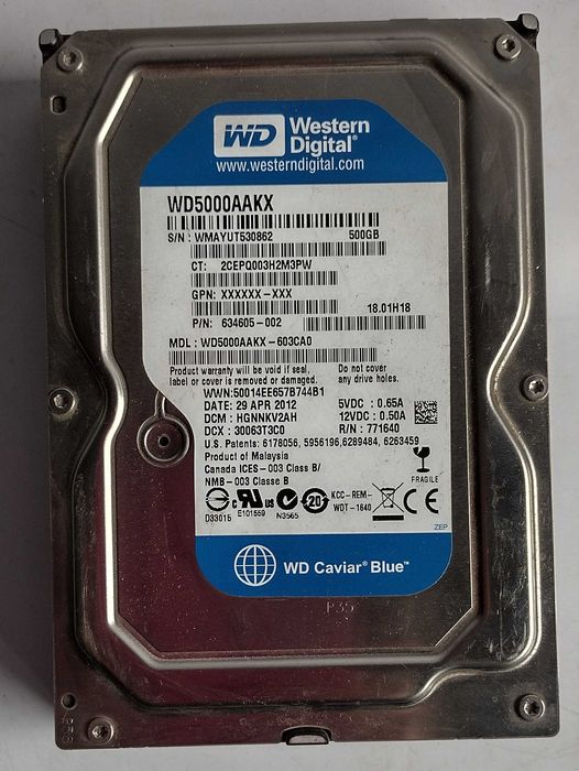 Dysk twardy Western Digital WD Blue 500GB 3,5" SATA 7200rpm