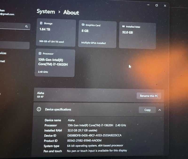 Gigabyte G6 KF 16" (Intel Core i7-13620H, 32GB, 2TB SSD, RTX 4060 8GB)