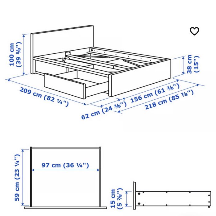 Cama com duas gavetas Ikea