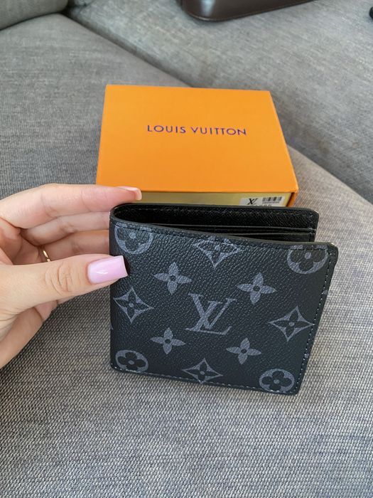 Portfel męski  LV Louis Vuitton monogram skórzany skóra szary czarny