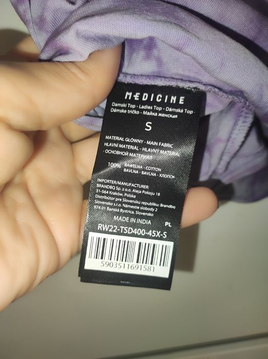 Medicine t-shirt bawełniany kolor fioletowy  Wilk