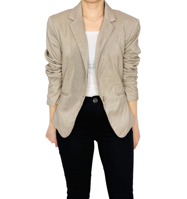 Beżowy żakiet z guzikiem XL 42