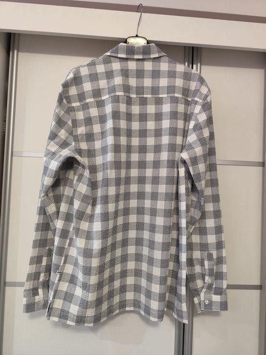 Męska elegancka nowa koszula w kratę biało szara minimum S