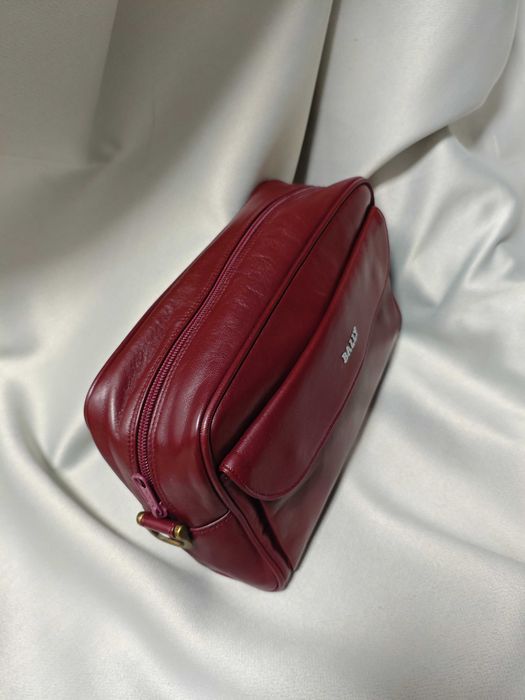Bally бордова шкіряна сумка чоловіча косметична несесер подарункова