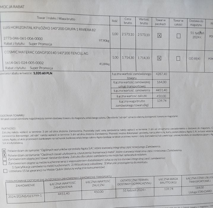 Łóżko kontynentalne + materac 140/200