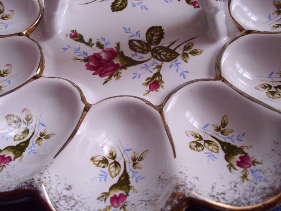 Talerz zastawa koszyk na jajka porcelana Chodzież różyczki PRL bdb