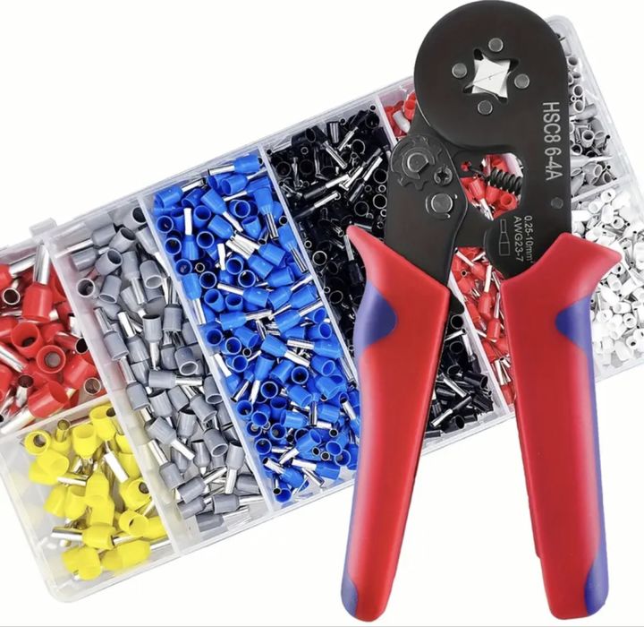 Alicate de cravar terminais inclui 1200 terminais
