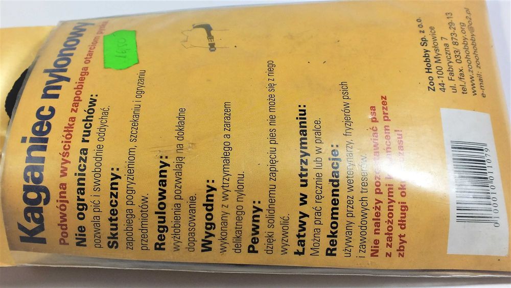 Kaganiec nylonowy Zoo Hobby dla psa 28cm rozm 7 czarny - NOWY