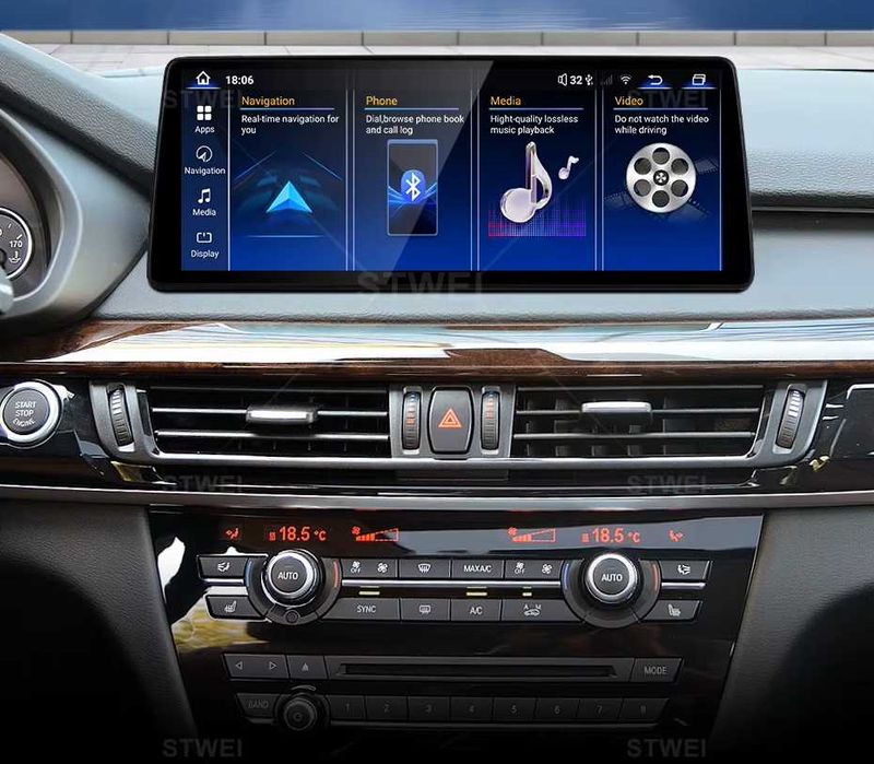 CarPlay Android Auto Radio DAB+ Opcja Bluetooth YouTube Yanosik Android USB GPS WiFi 4G MP3 DSP Android BMW X6 F16 X5 F15 System BOSE