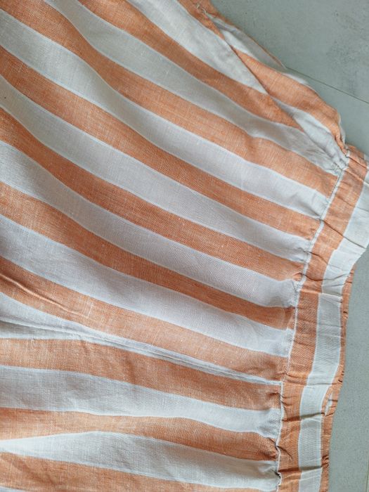 Spodenki lniane szorty w paski H&M Linen 100% len strips print lato