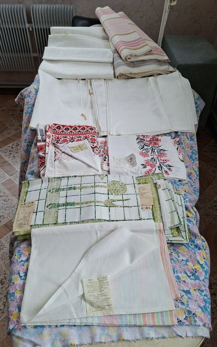 Скатерть,полотенца кухонные,полотенечное Лён.СССР.