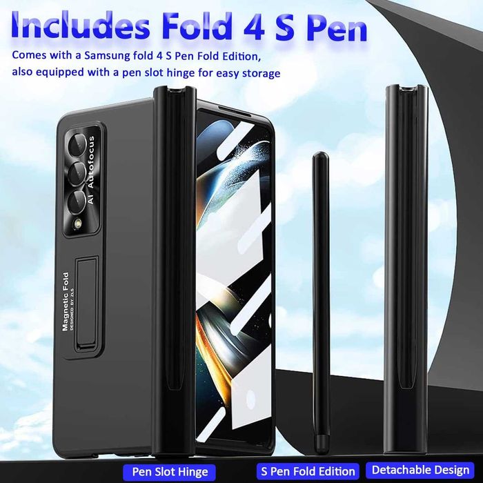 Etui do Samsung Galaxy Z Fold 4 z rysikiem stojakiem czarny