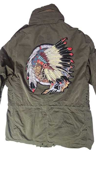 Куртка в стиле милитари,М65,вышивка индеец на спине.