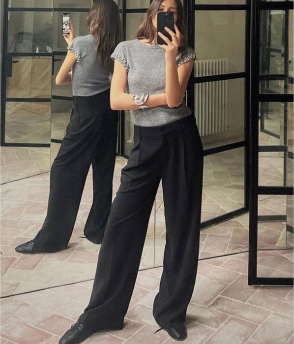 Брюки штани zara прямі широкі