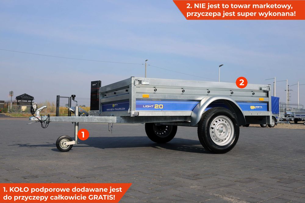 Przyczepka samochodowa 202x131x37 VESTA Light 20 SPAWANA kiprem mocna