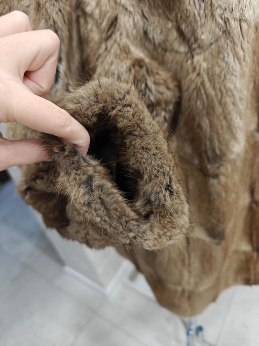 Futro naturalne brązowe beżowe vintage coquette 46 48 3XL 4XL