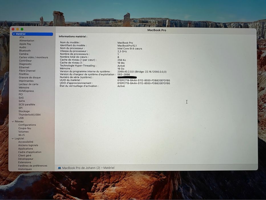 MacBook pro 15’’ i9 16GB RAM 1TB SSD - AZERTY