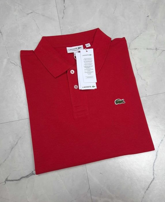 Lacoste 100% Bawełna S M XXL Czerwona Męska Polówka