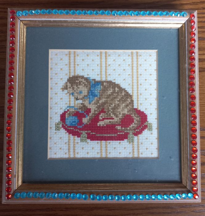 Obrazek haft krzyżykowy kotek