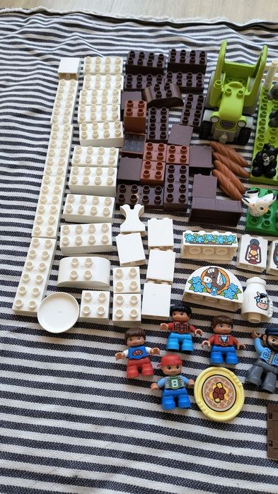 Klocki duplo mix, zwierzątka, farma, traktor, figurki, 130 klocków