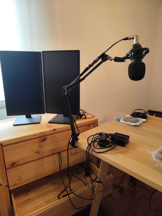 Kit microfone secretaria amplificado - para teletrabalho ou podcasts