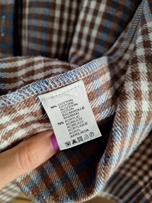 Damska koszula ciepła oversize w kratę zapinana na guziki Renee