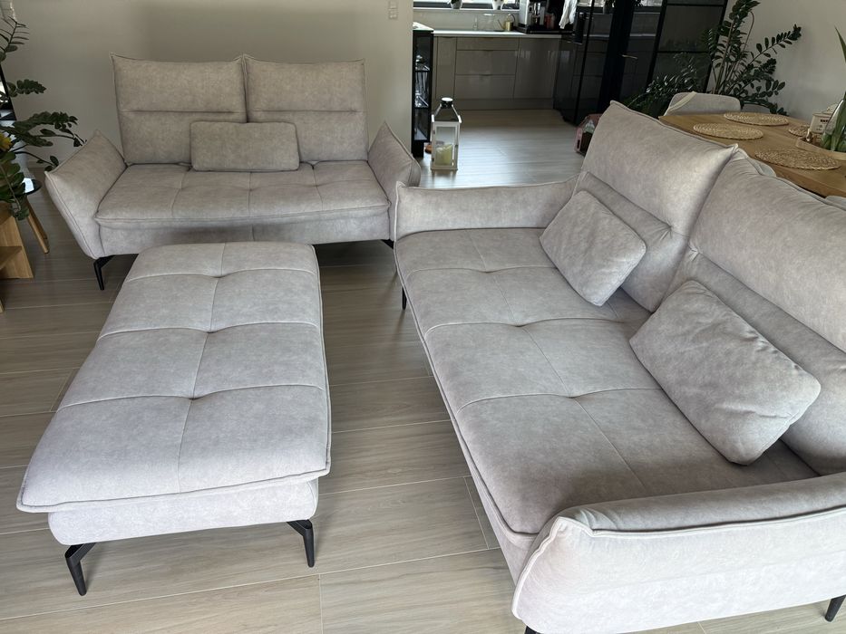 Gala Collezione AXEL – komplet wypoczynkowy 3+2 + taboret DUO | Tkanina łatwoczyszcząca