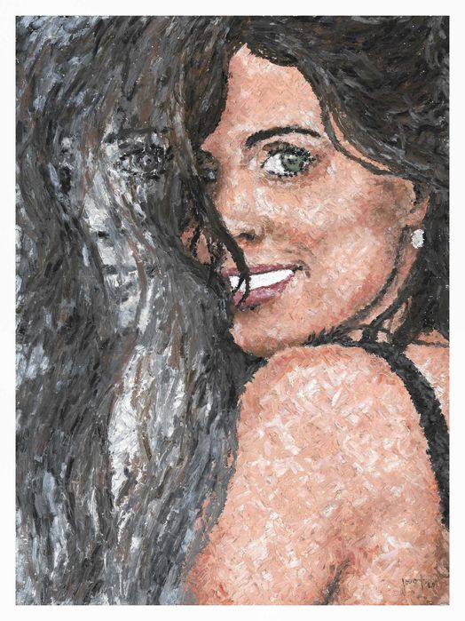 Pintura a pastel de óleo em papel, 40 x 30 cm