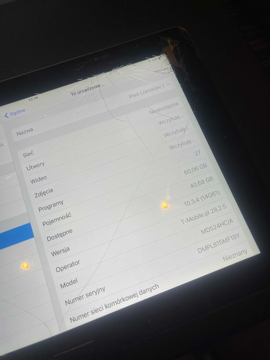 ipad 4 generacji 64gb wifi cellular A1460 uszkodzony ekran