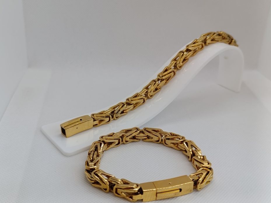 Piękny zestaw łańcuszek z bransoletką królewski zapięcie na szufladkę