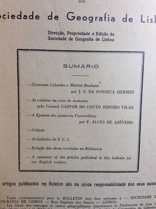 Boletim da Sociedade de Geografia de Lisboa. - 1950. Ver sumário