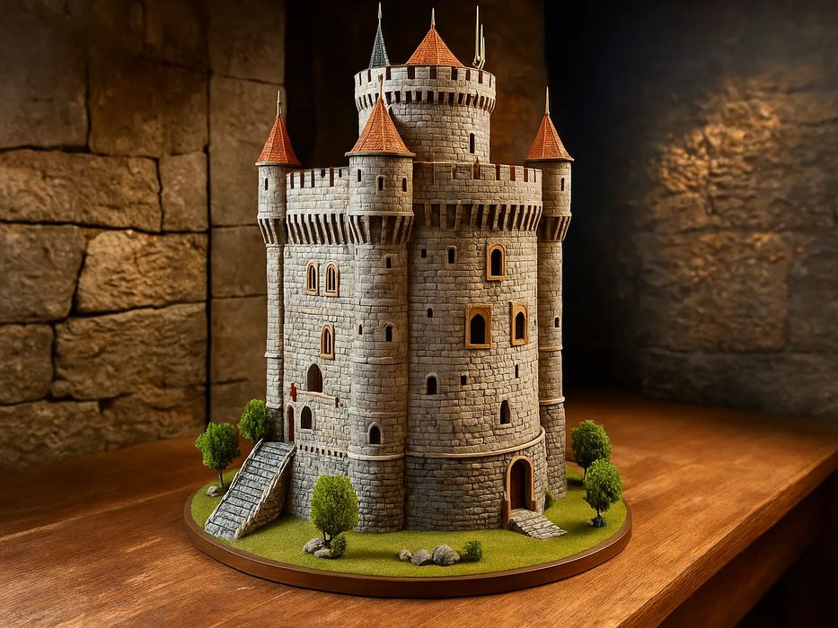 Miniatura Castelo Medieval Donjon Defensivo