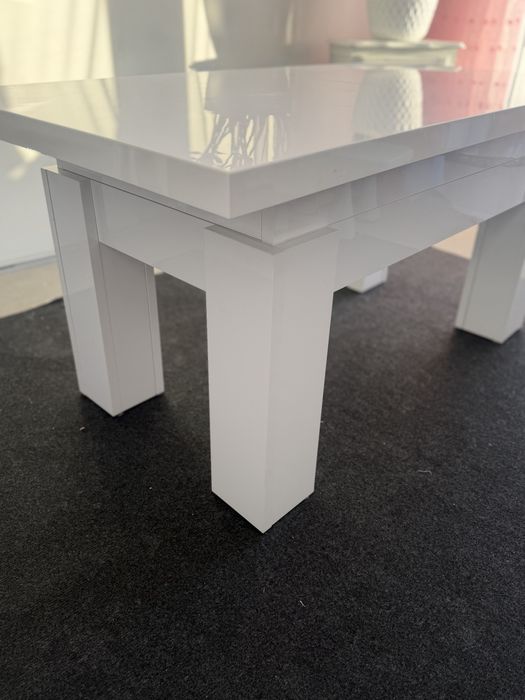 Biała ława lakierowana stolik stół rozkładana  połsk
