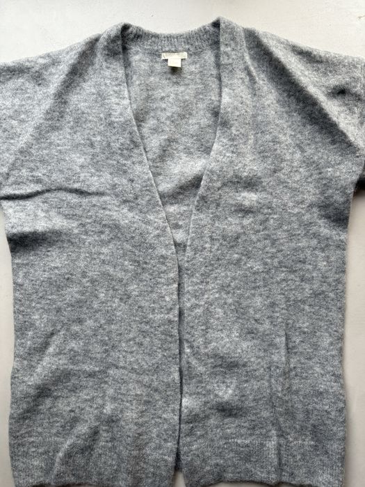 HM - szary sweter kardigan wełna moher - M