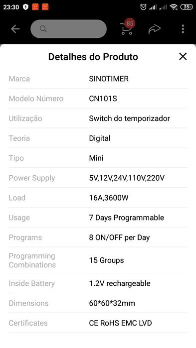 Relógio controlador 12v. 1seg.430092951110307844