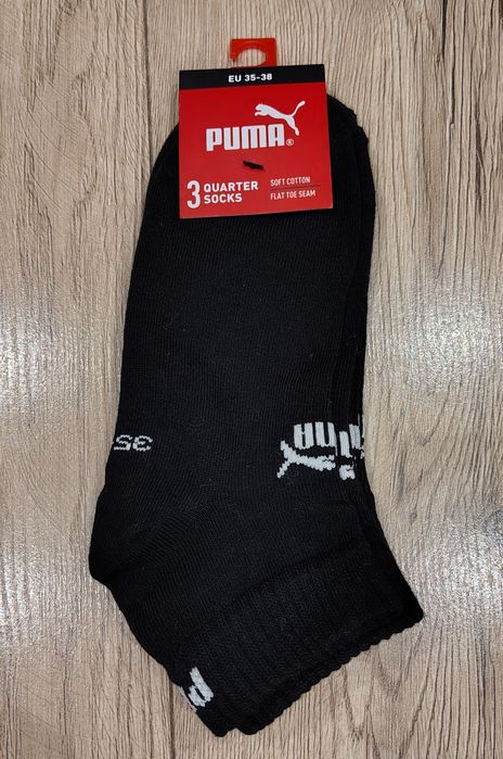 Skarpetki damskie Puma quarter 3 pary czarne 35-38 nowe