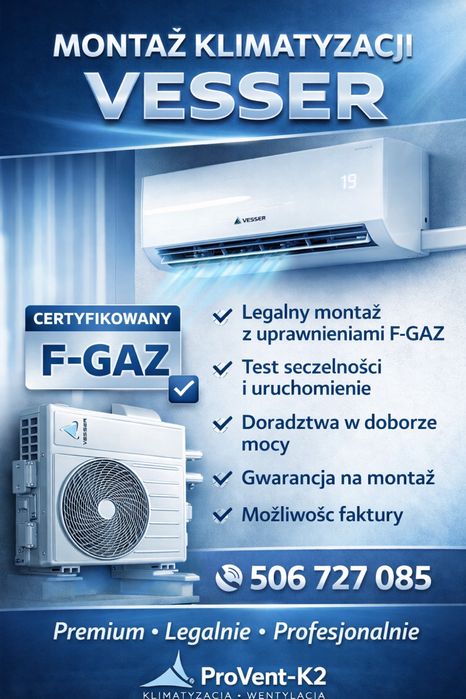 Montaż Klimatyzacji VESSER | 5 Lat Gwarancji | Włocławek i Okolice
