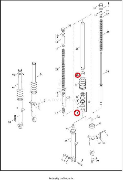 Слайдери-бушинги вилки для мотоцикла Harley-Davidson