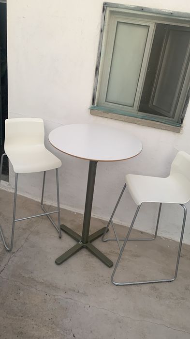 White Table Set with 2 High Chairs, Gray Legs64552402633346123