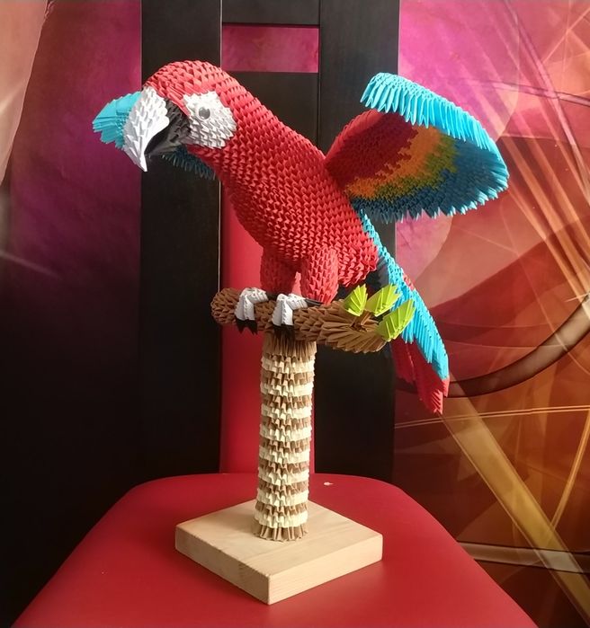 Papuga origami modułowe 3d
