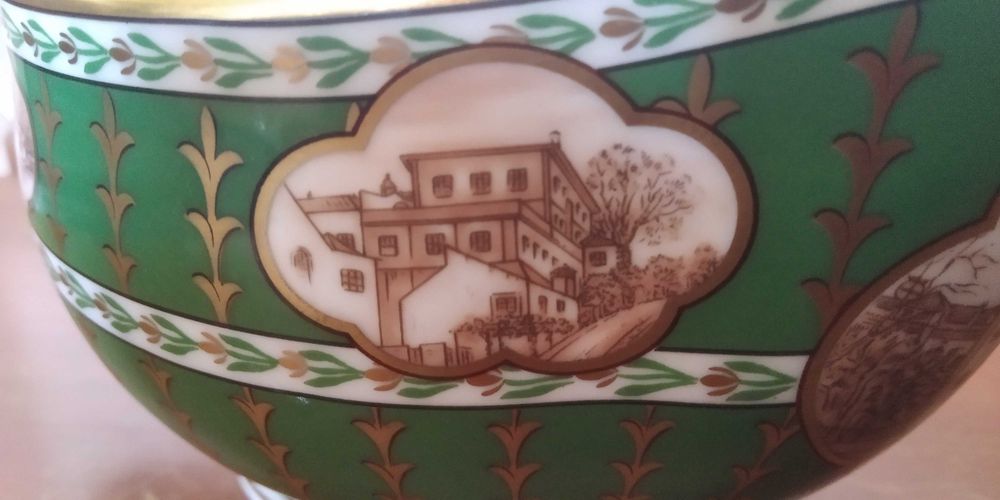 Vista alegre edição clube de colecionador Molheira verde Dinastia Qing