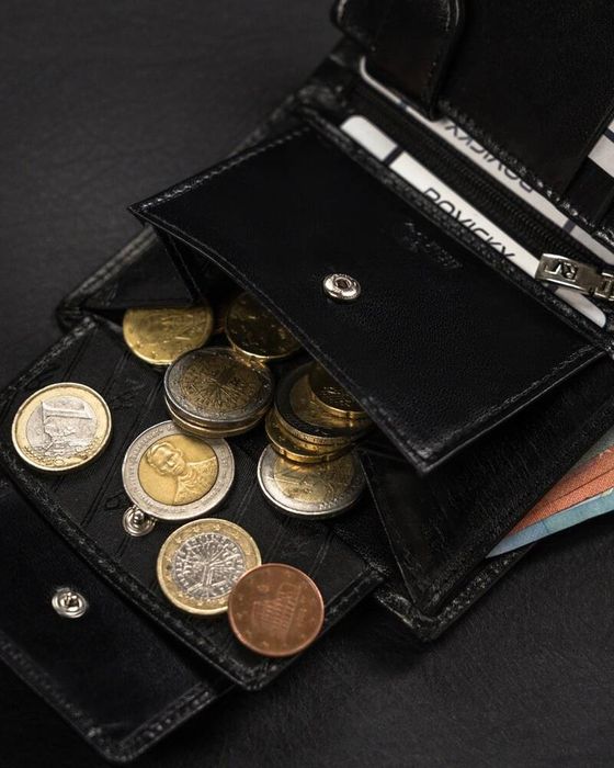 skórzany portfel na zatrzask z systemem rfid - rovicky