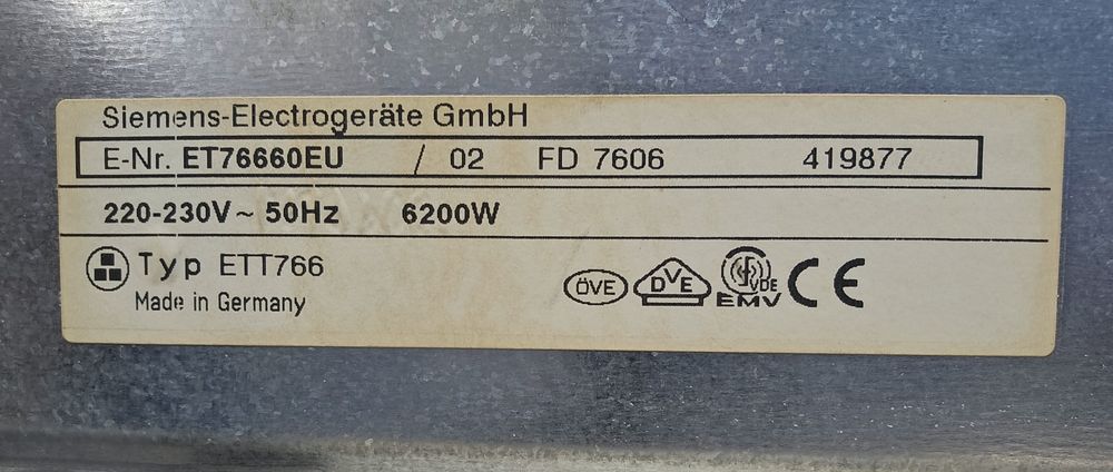 Placa VitroCerâmica Siemens