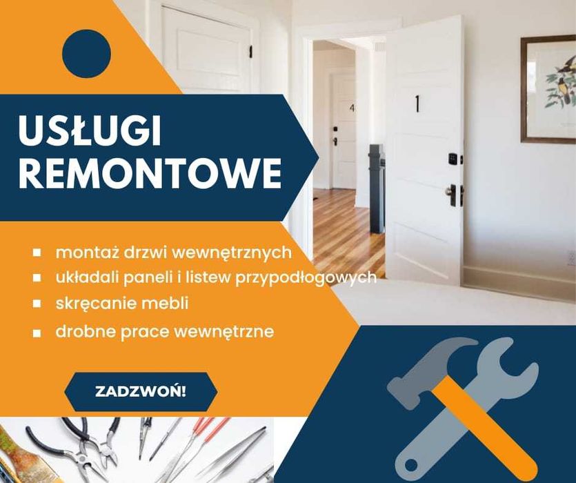 Montaż drzwi, układanie paneli, skrecanie mebli