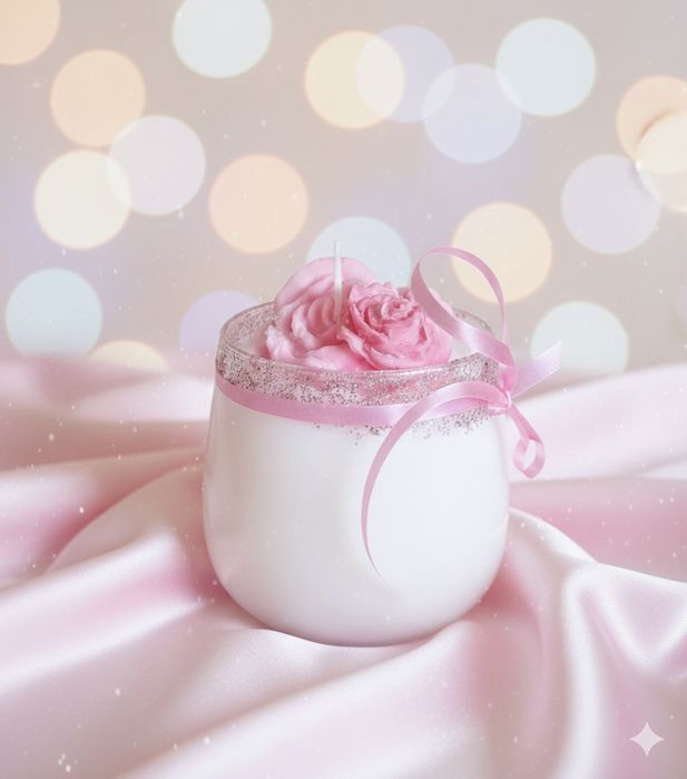 Świeca sojowa z motywami różyczek