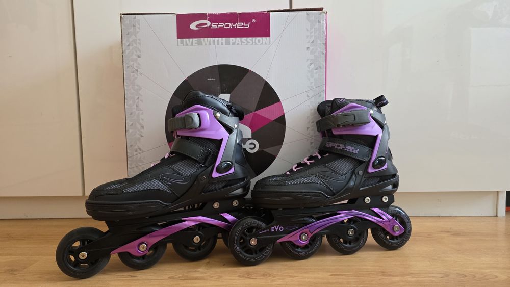 Rolki SPOKEY EVO 2.0 rozm. 39 + zapasowe płozy, sznurówki