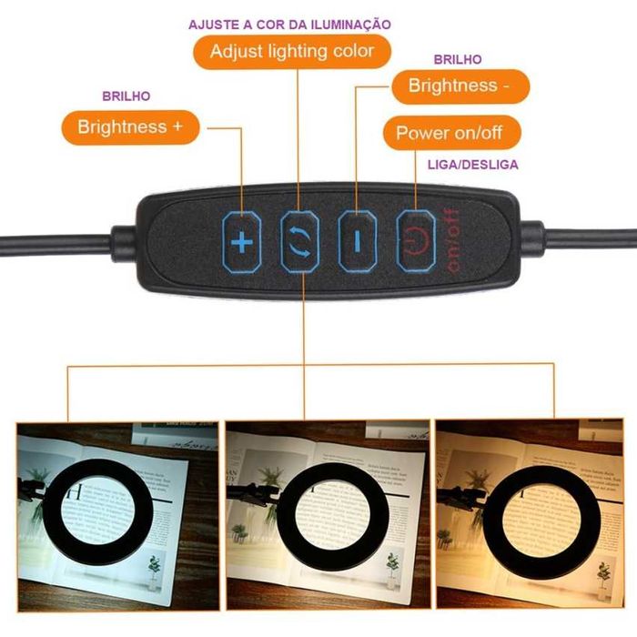 Ring Light de Mesa com Lupa de Aumento NOVAS