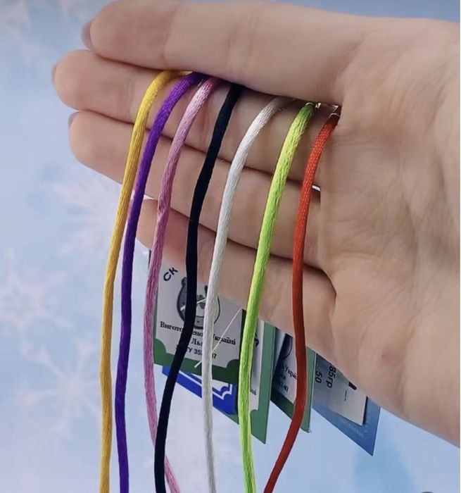 Шнурок шовковий срібло 925 шнурочок із срібними застібками 4004