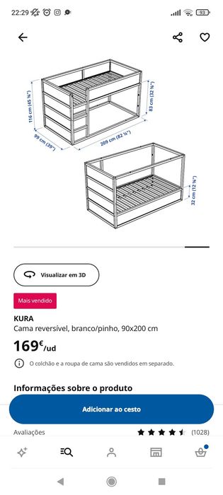 Cama de criança reversível