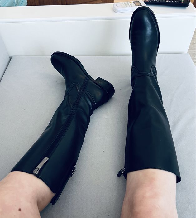 Сапоги кожа чоботи зима теплые vitto rossi basconi